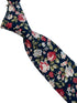 Navy with pink peony rose flower floral design cotton neck-tie